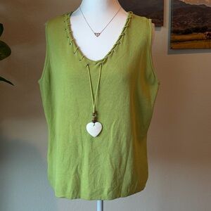 Lime Green Lace-Up Tank Top